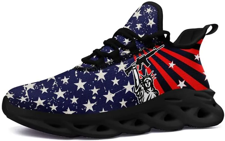 Patriotic Veterans Casual Sneaker American Flag Jogging Running Shoes Breathable Walking Flat Shoe for Men Women