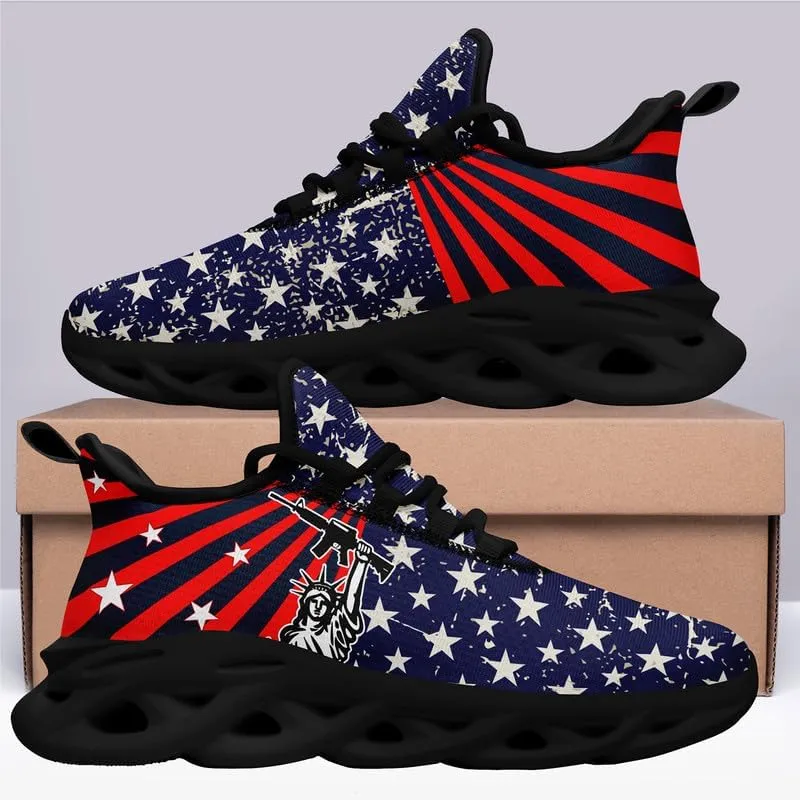 Patriotic Veterans Casual Sneaker American Flag Jogging Running Shoes Breathable Walking Flat Shoe for Men Women