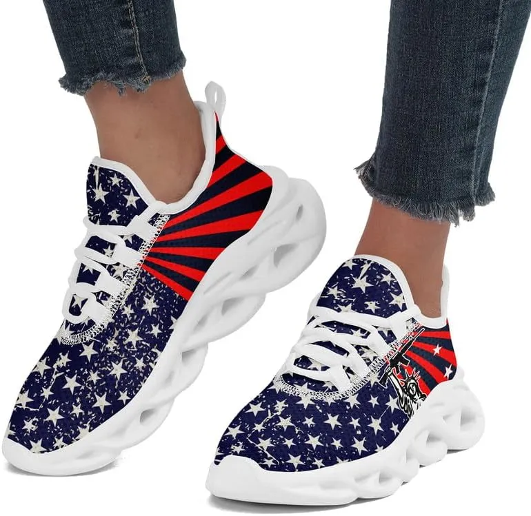 Patriotic Veterans Casual Sneaker American Flag Jogging Running Shoes Breathable Walking Flat Shoe for Men Women