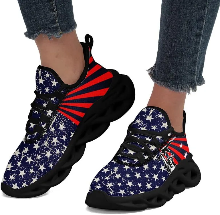 Patriotic Veterans Casual Sneaker American Flag Jogging Running Shoes Breathable Walking Flat Shoe for Men Women