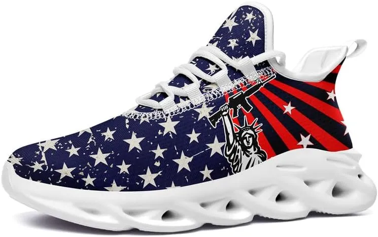 Patriotic Veterans Casual Sneaker American Flag Jogging Running Shoes Breathable Walking Flat Shoe for Men Women