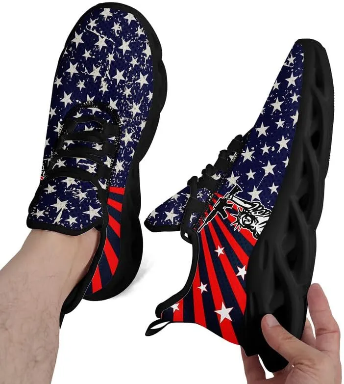 Patriotic Veterans Casual Sneaker American Flag Jogging Running Shoes Breathable Walking Flat Shoe for Men Women