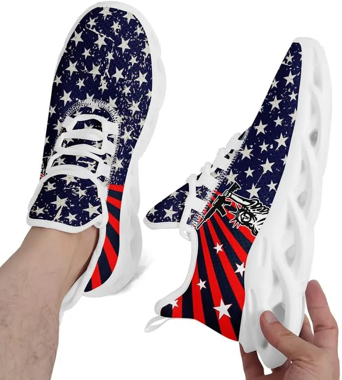 Patriotic Veterans Casual Sneaker American Flag Jogging Running Shoes Breathable Walking Flat Shoe for Men Women