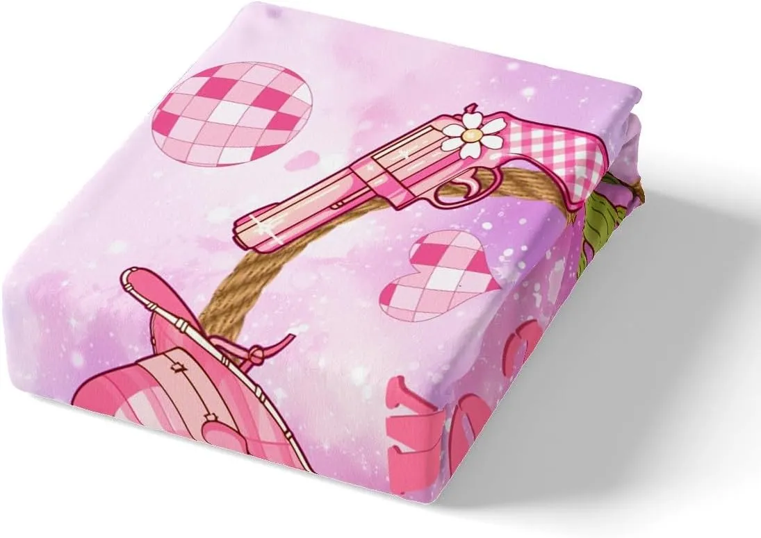 Pink Cowgirl Full Size Duvet Cover Set,Western Cowboy Hat Boots Print Reversible Comforter Cover with 2 Pillowcases,Purple Blue Starry Nebula Galaxy Breathable Bedding Set (Not Comforter)