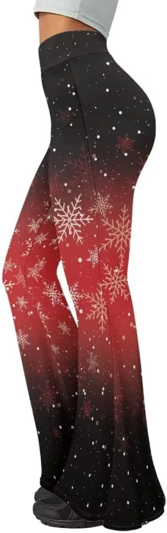 Pinupub Women's Print Flare Yoga Pants Cute Graphic High Waist Casual Bootcut Leggings