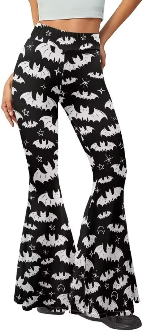 Pinupub Women's Print Flare Yoga Pants Cute Graphic High Waist Casual Bootcut Leggings