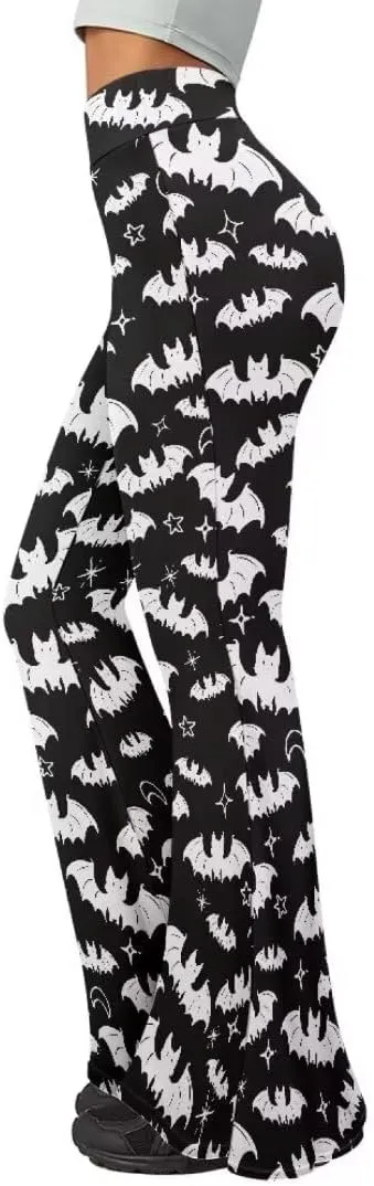 Pinupub Women's Print Flare Yoga Pants Cute Graphic High Waist Casual Bootcut Leggings