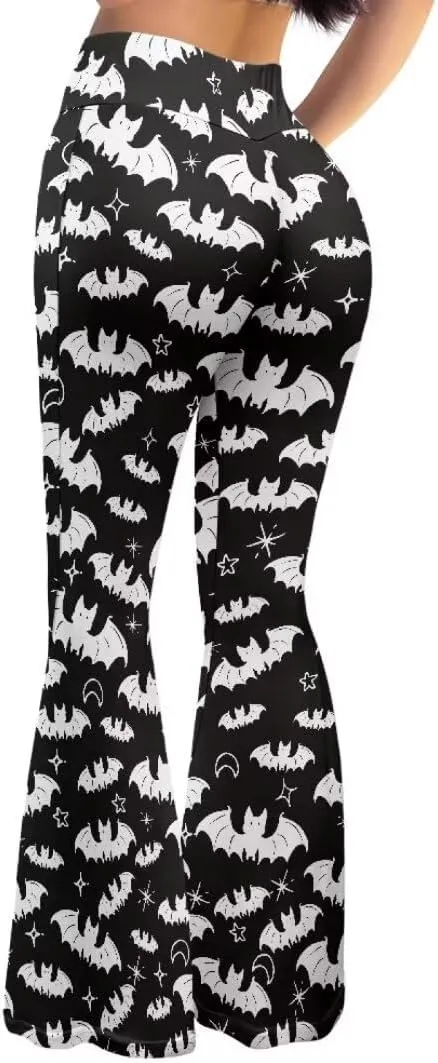 Pinupub Women's Print Flare Yoga Pants Cute Graphic High Waist Casual Bootcut Leggings