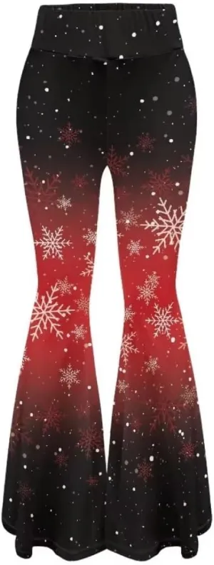 Pinupub Women's Print Flare Yoga Pants Cute Graphic High Waist Casual Bootcut Leggings