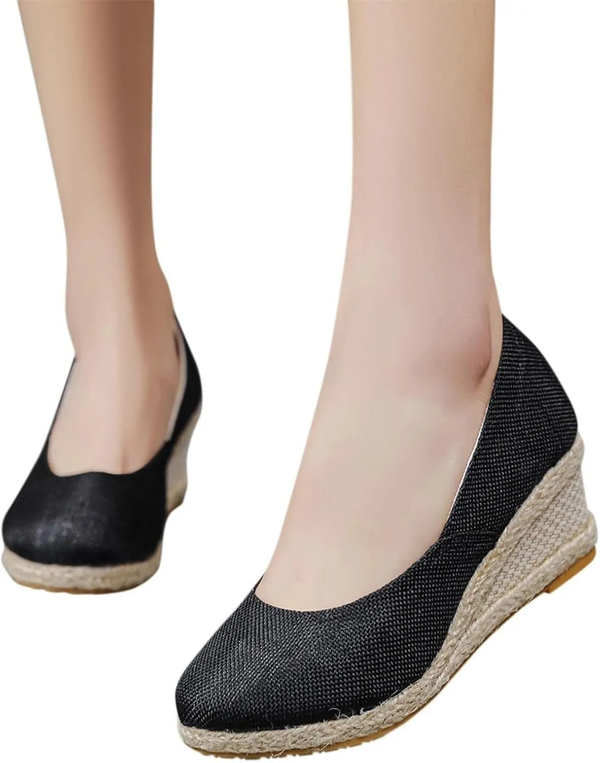 Platform Espadrilles for Women Dressy Closed Toe Slingback Pointed Toe Comfortable Wedge Pumps Shoes Slip On Wedge Sandals Mid Low Heel Canvas Walking Shoes