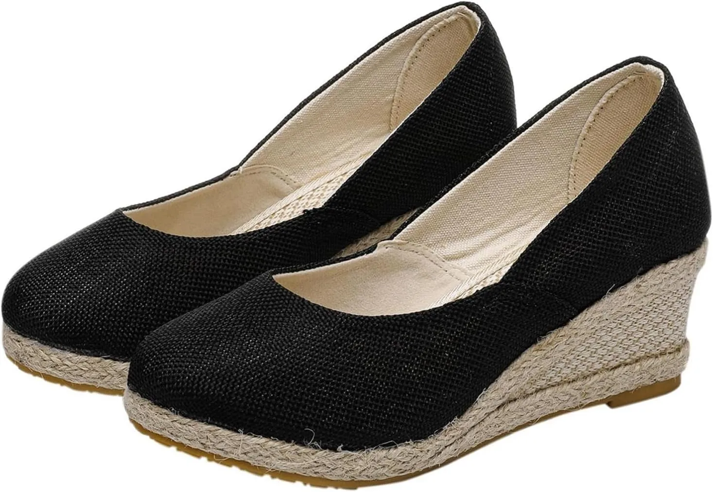 Platform Espadrilles for Women Dressy Closed Toe Slingback Pointed Toe Comfortable Wedge Pumps Shoes Slip On Wedge Sandals Mid Low Heel Canvas Walking Shoes