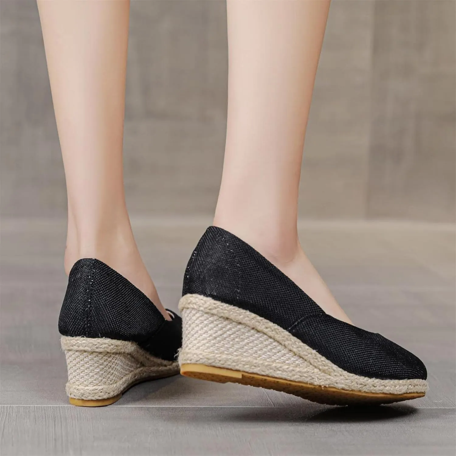 Platform Espadrilles for Women Dressy Closed Toe Slingback Pointed Toe Comfortable Wedge Pumps Shoes Slip On Wedge Sandals Mid Low Heel Canvas Walking Shoes