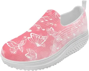 Platform Loafers for Women Music Note Lightweight Mesh Shoes Non Slip Fashion Walking Sneakers