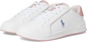 POLO RALPH LAUREN Unisex, Heritage Court III (Big Kid), White/Pink, 3.5 Medium