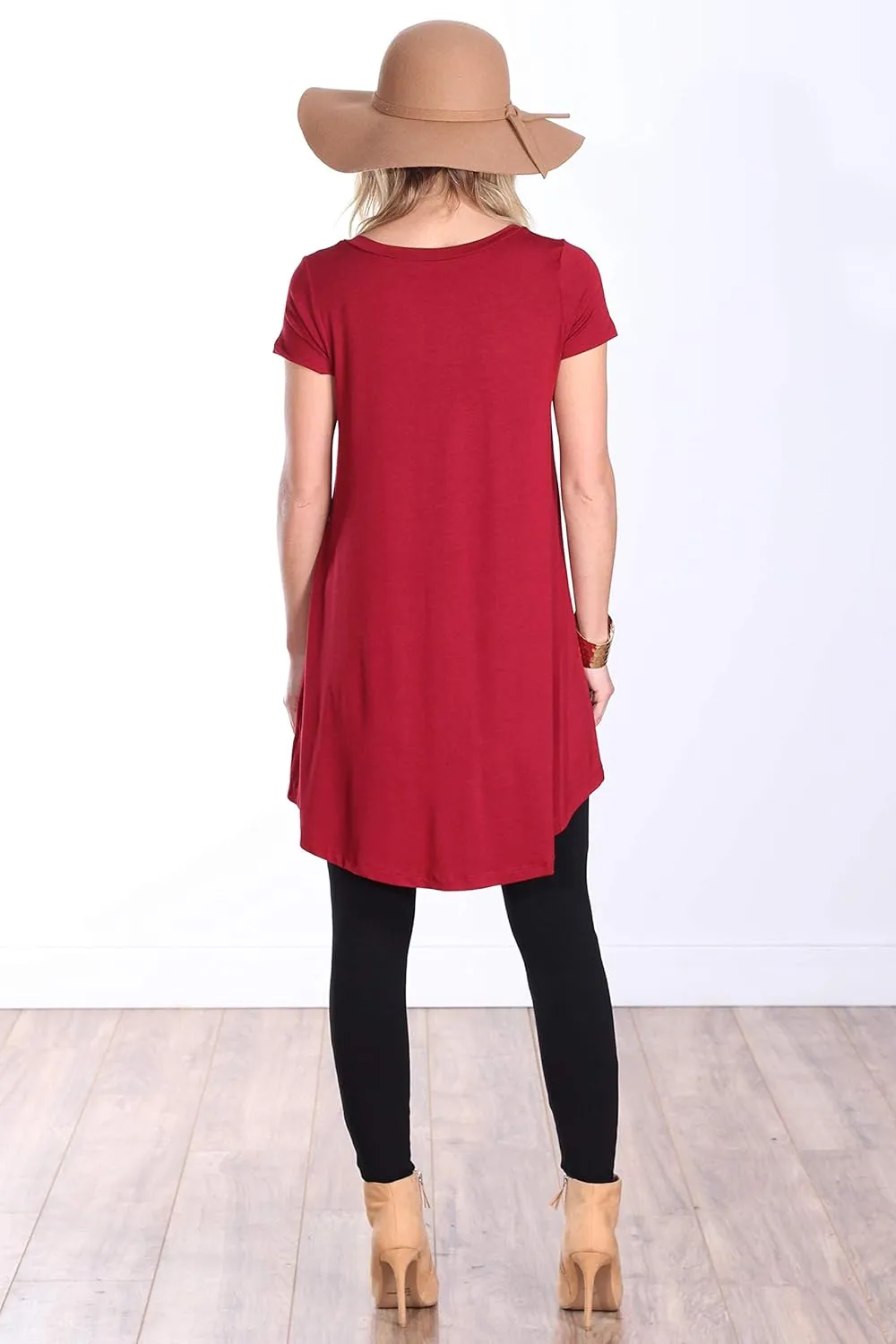Popana Short Sleeve Tunic Tops to Wear with Leggings Made in USA Short Sleeve Shirts for Women - Loose Fit Womens Summer Tops