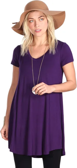 Popana Short Sleeve Tunic Tops to Wear with Leggings Made in USA Short Sleeve Shirts for Women - Loose Fit Womens Summer Tops