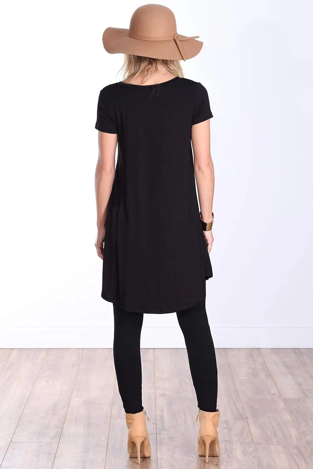 Popana Short Sleeve Tunic Tops to Wear with Leggings Made in USA Short Sleeve Shirts for Women - Loose Fit Womens Summer Tops