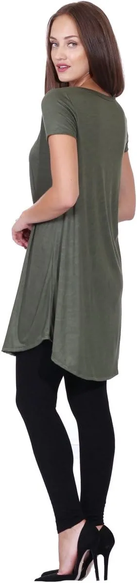 Popana Short Sleeve Tunic Tops to Wear with Leggings Made in USA Short Sleeve Shirts for Women - Loose Fit Womens Summer Tops