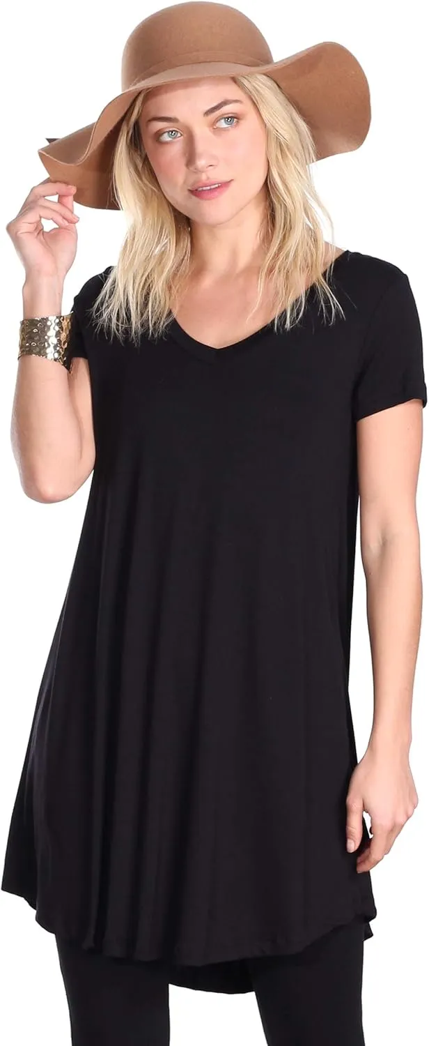 Popana Short Sleeve Tunic Tops to Wear with Leggings Made in USA Short Sleeve Shirts for Women - Loose Fit Womens Summer Tops