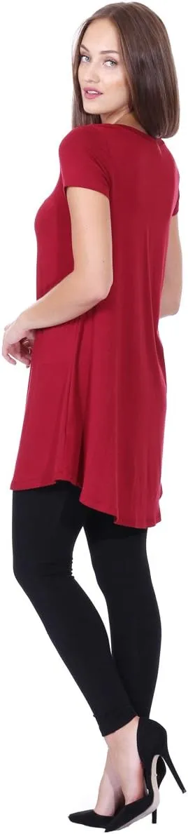 Popana Short Sleeve Tunic Tops to Wear with Leggings Made in USA Short Sleeve Shirts for Women - Loose Fit Womens Summer Tops