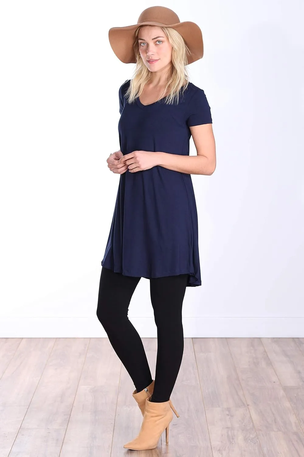 Popana Short Sleeve Tunic Tops to Wear with Leggings Made in USA Short Sleeve Shirts for Women - Loose Fit Womens Summer Tops