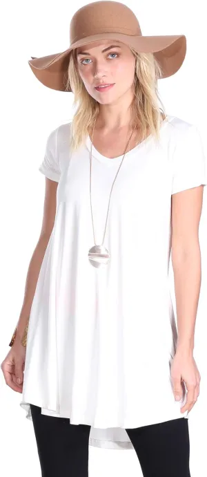Popana Short Sleeve Tunic Tops to Wear with Leggings Made in USA Short Sleeve Shirts for Women - Loose Fit Womens Summer Tops
