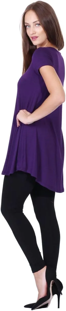 Popana Short Sleeve Tunic Tops to Wear with Leggings Made in USA Short Sleeve Shirts for Women - Loose Fit Womens Summer Tops