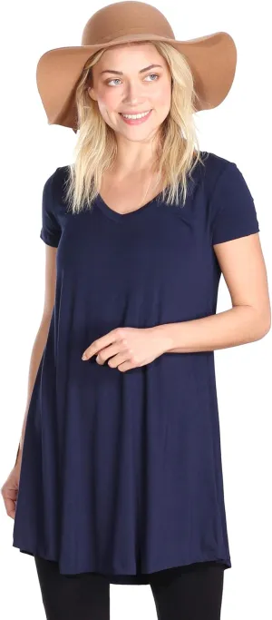 Popana Short Sleeve Tunic Tops to Wear with Leggings Made in USA Short Sleeve Shirts for Women - Loose Fit Womens Summer Tops