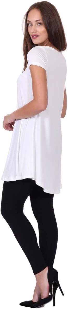 Popana Short Sleeve Tunic Tops to Wear with Leggings Made in USA Short Sleeve Shirts for Women - Loose Fit Womens Summer Tops