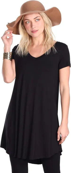 Popana Short Sleeve Tunic Tops to Wear with Leggings Made in USA Short Sleeve Shirts for Women - Loose Fit Womens Summer Tops