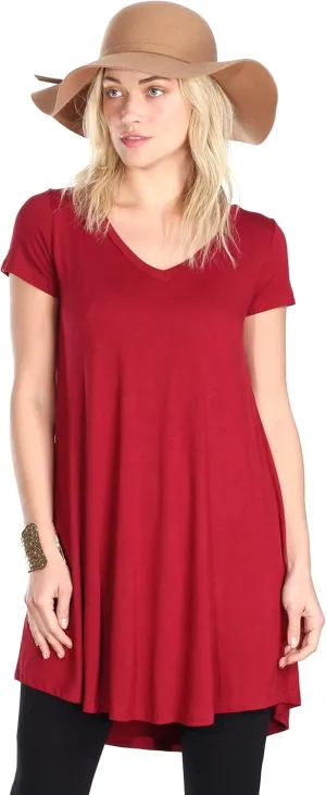Popana Short Sleeve Tunic Tops to Wear with Leggings Made in USA Short Sleeve Shirts for Women - Loose Fit Womens Summer Tops