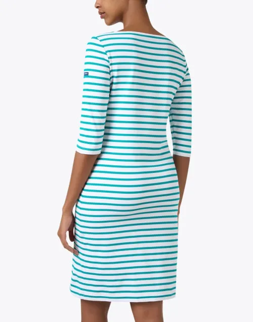 Propriano Green and White Striped Dress