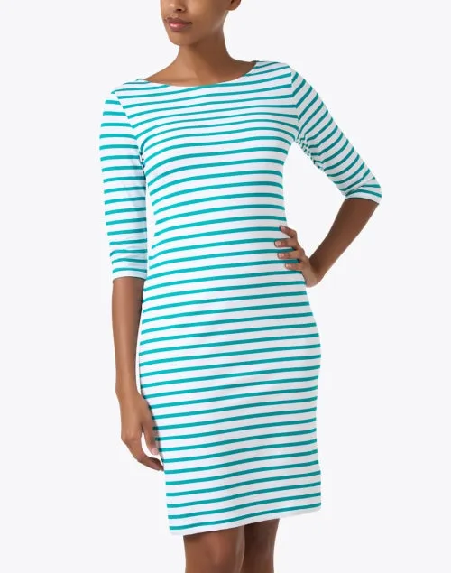 Propriano Green and White Striped Dress