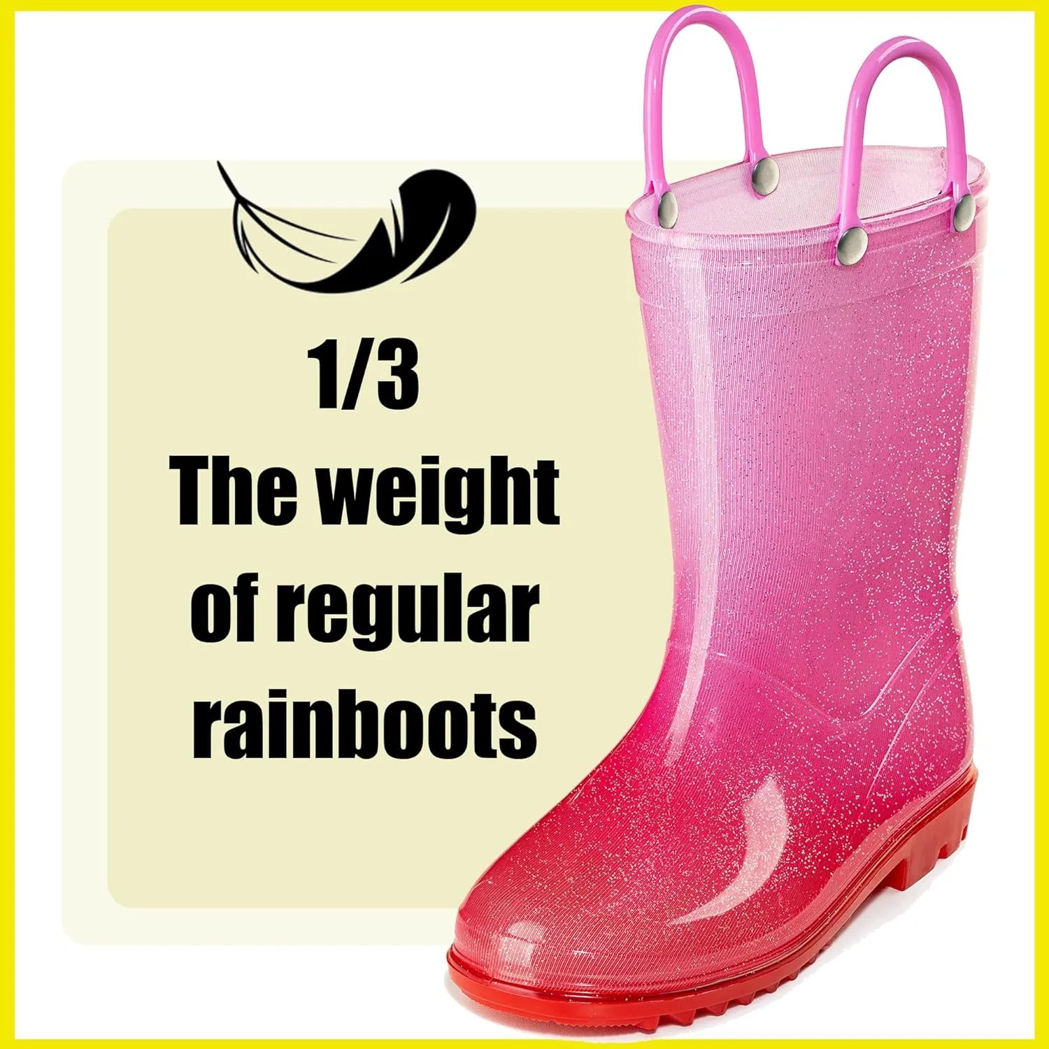Puddle Play Kids' PVC Glitter Rain Boots with Easy-On Handles – Sparkly, Lightweight, for Girls & Boys – Toddler & Little Kid Sizes