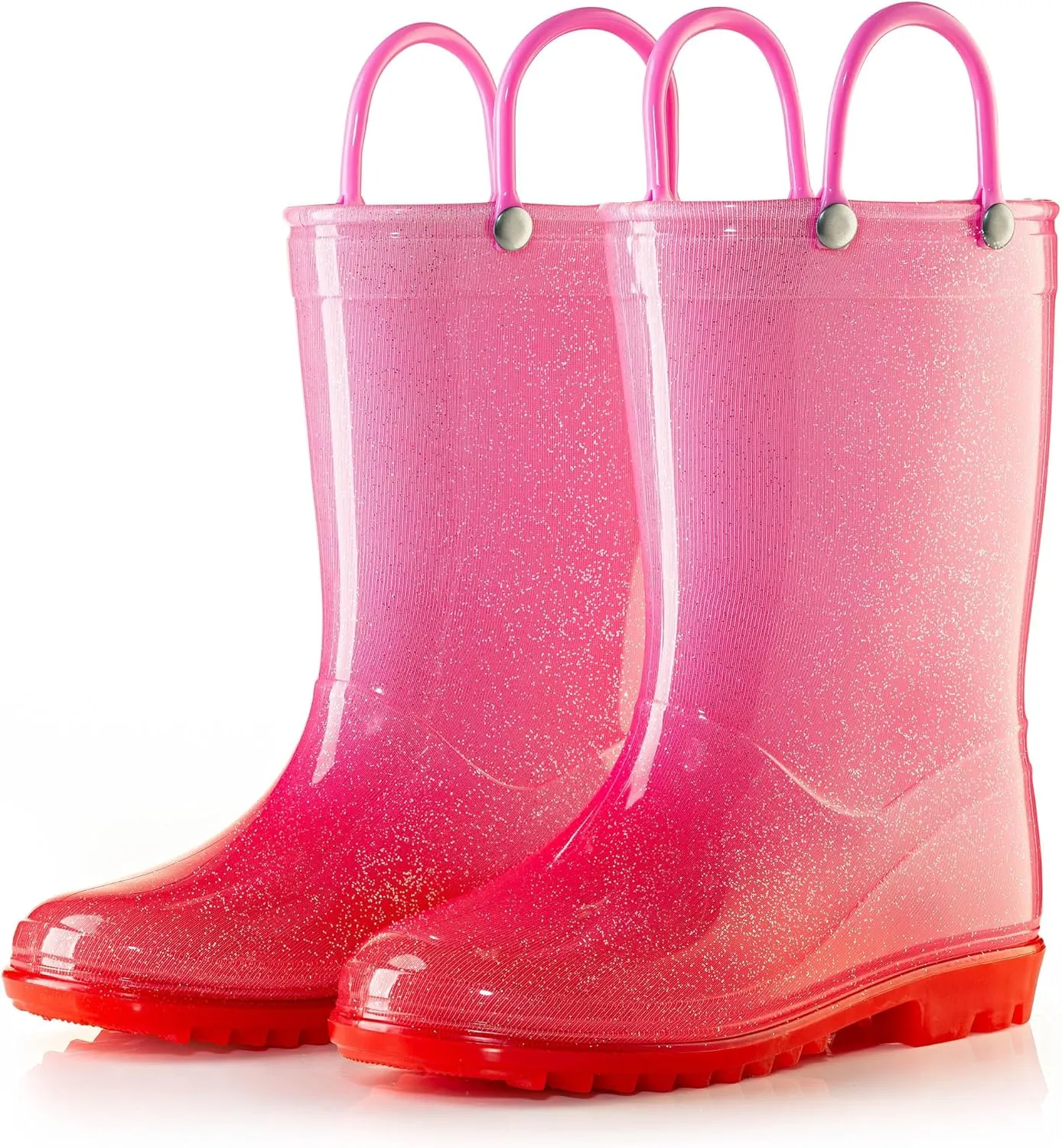 Puddle Play Kids' PVC Glitter Rain Boots with Easy-On Handles – Sparkly, Lightweight, for Girls & Boys – Toddler & Little Kid Sizes