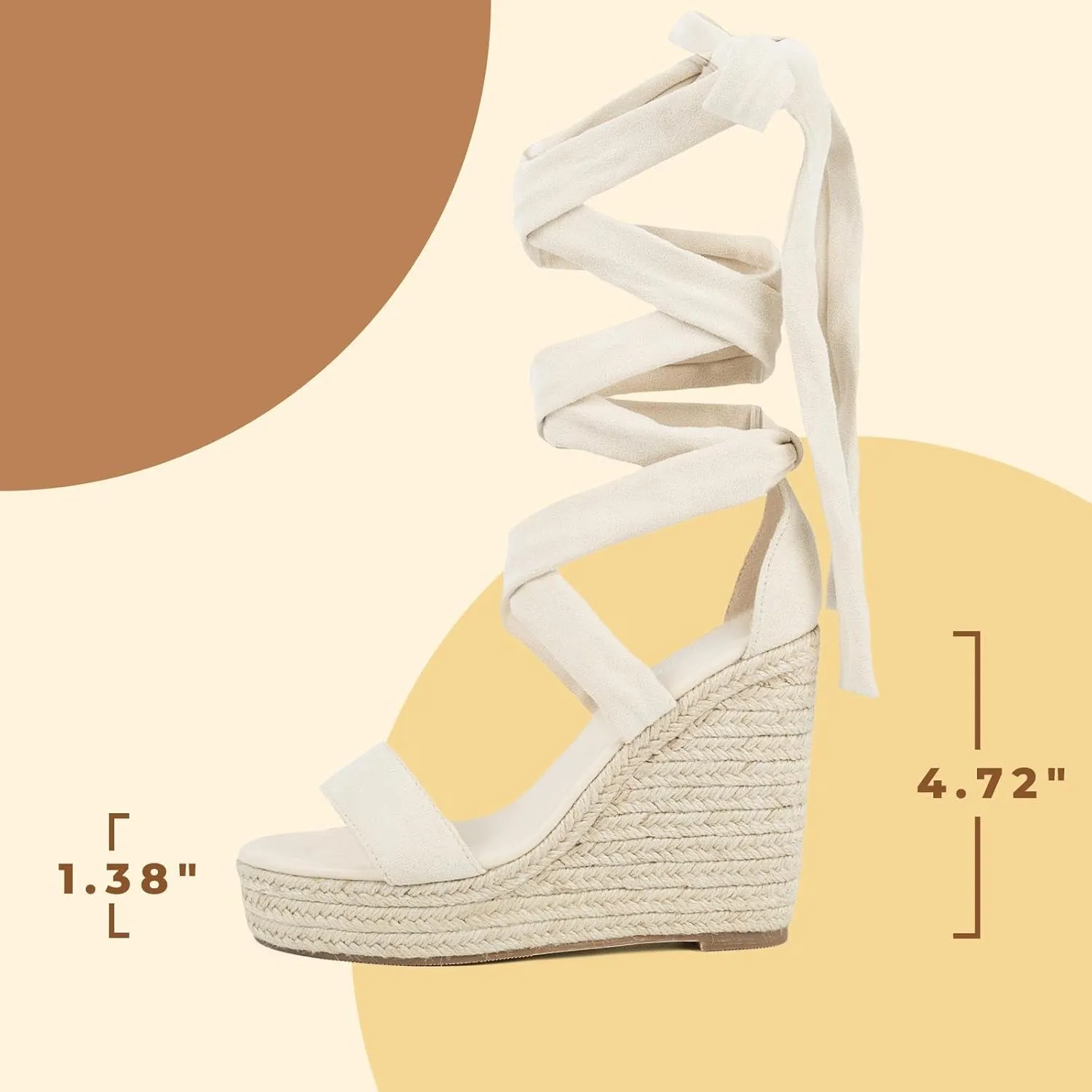 Putu Vacation Wedge Sandals for Women,Espadrilles Platform Beach Sandals,Sexy Tie up Strappy Sandals