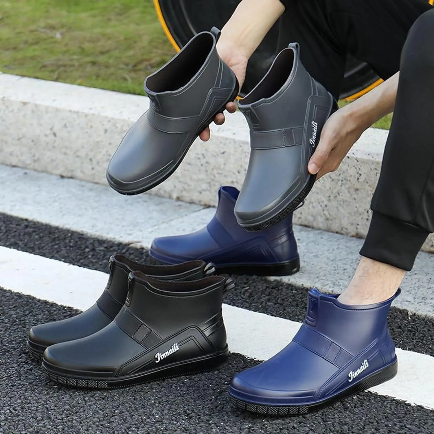 PVC Water Shoes Men's Dining Car Washing Low Top Slip Work Shoes Kitchen Shoes Rubber Gardening Boots Men