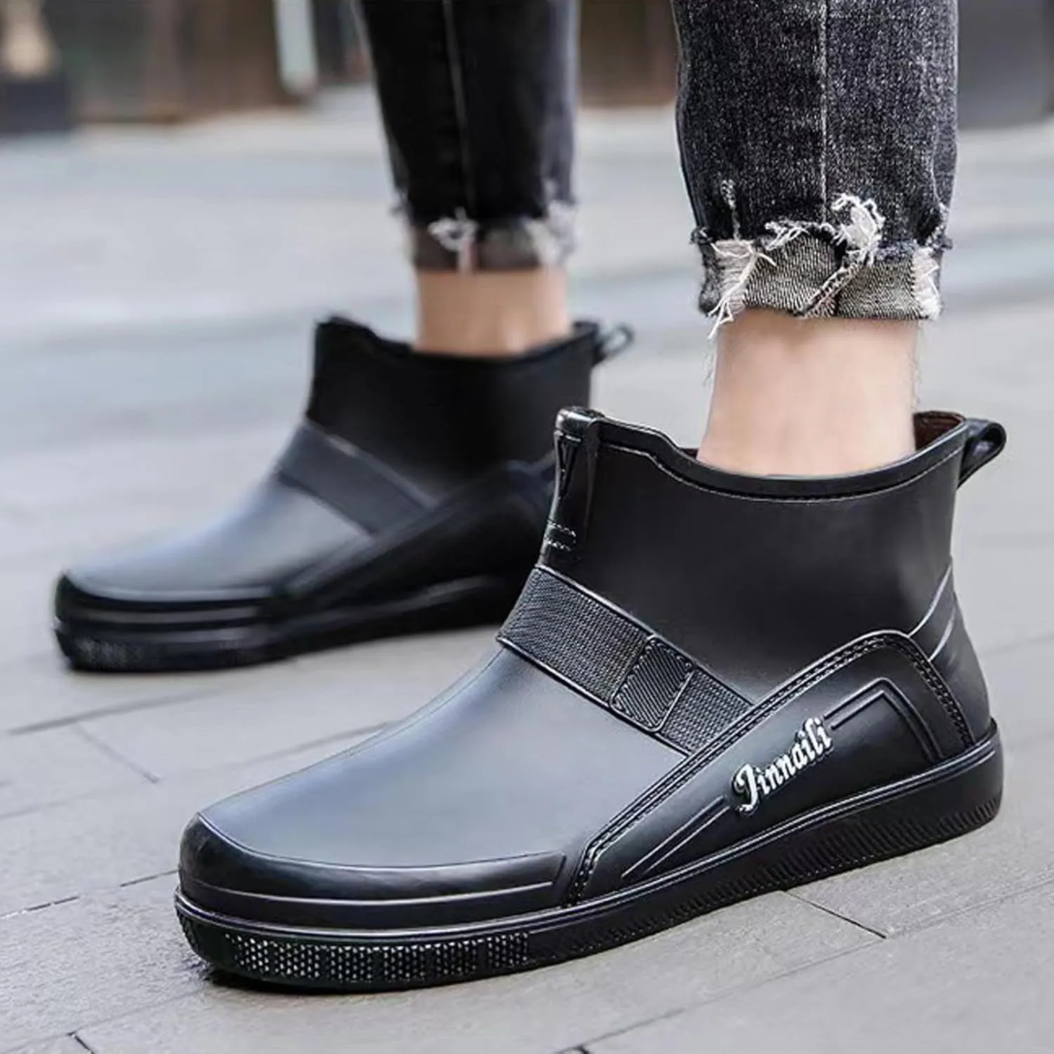 PVC Water Shoes Men's Dining Car Washing Low Top Slip Work Shoes Kitchen Shoes Rubber Gardening Boots Men