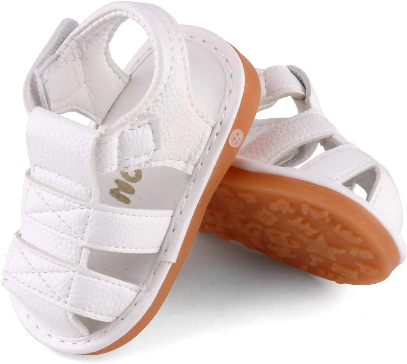 QIETION Toddler Boys & Girls Squeaky Sandals Closed-Toe Anti-Slip Rubber Sole First Walkers Shoes