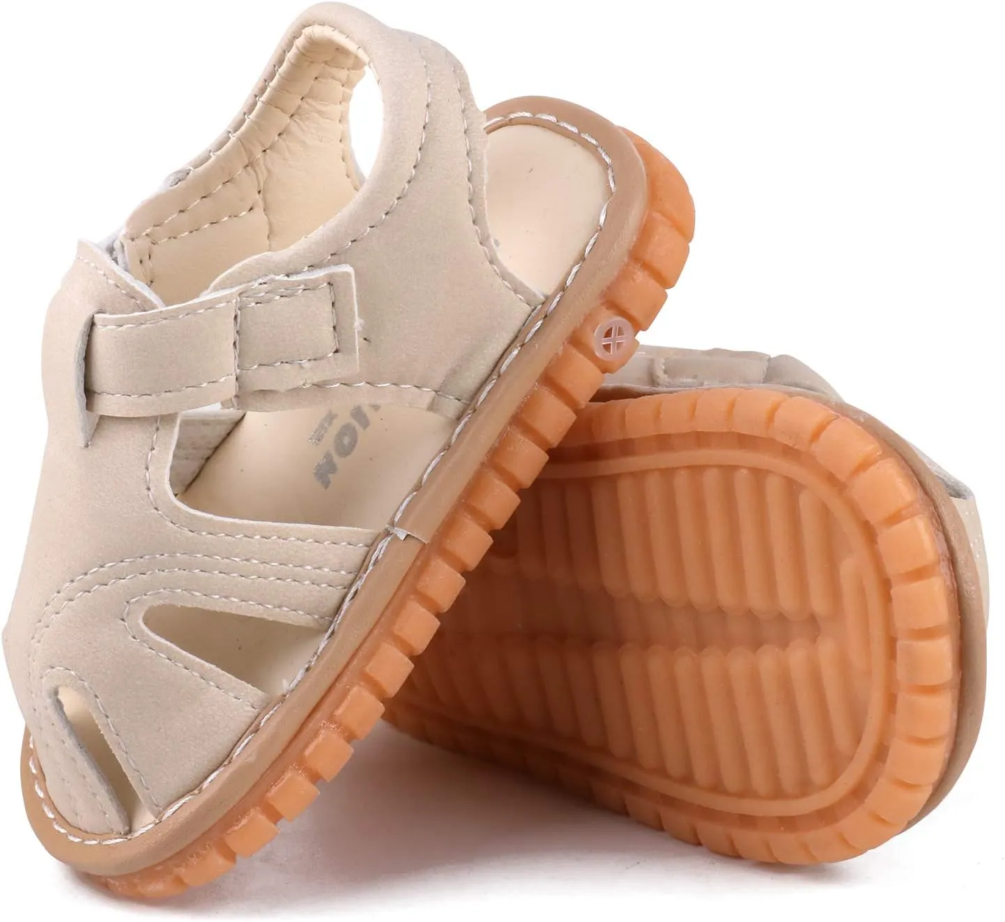 QIETION Toddler Boys & Girls Squeaky Sandals Closed-Toe Anti-Slip Rubber Sole First Walkers Shoes