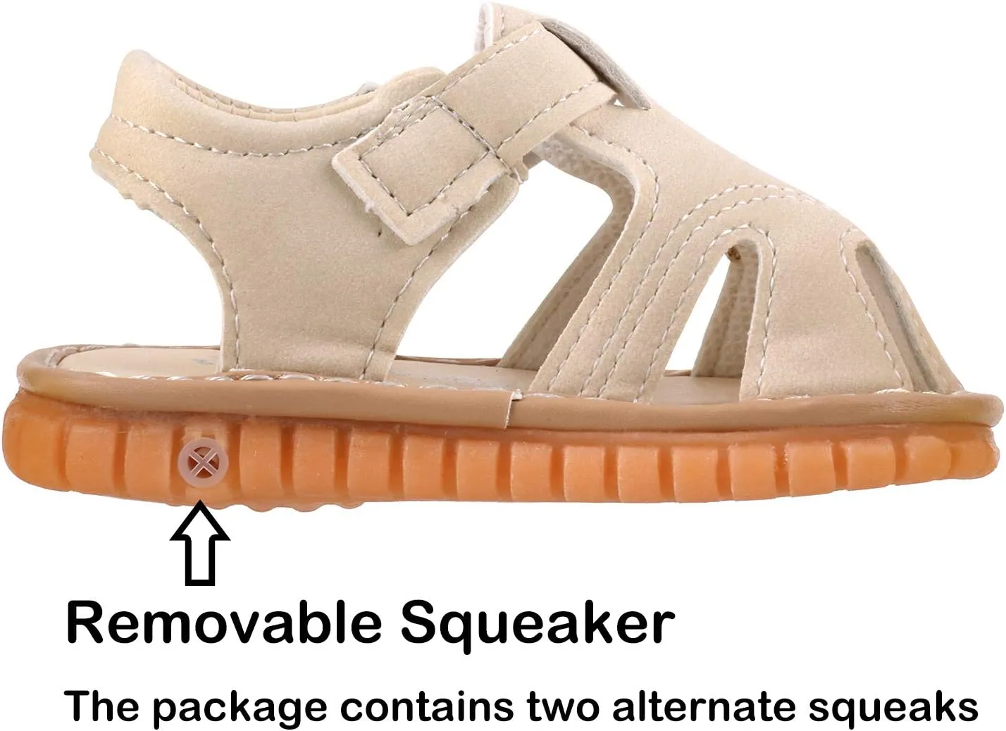 QIETION Toddler Boys & Girls Squeaky Sandals Closed-Toe Anti-Slip Rubber Sole First Walkers Shoes