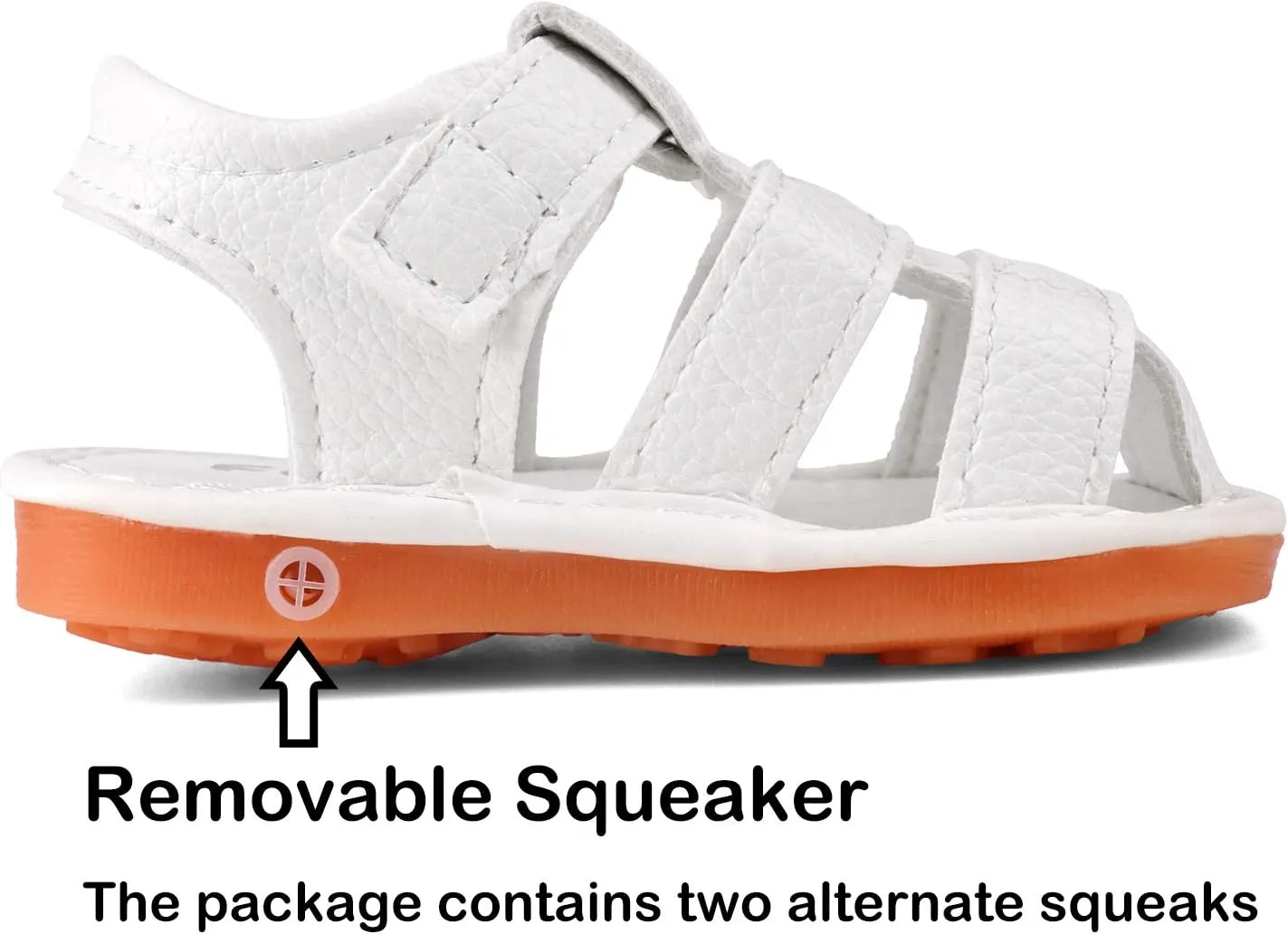 QIETION Toddler Boys & Girls Squeaky Sandals Closed-Toe Anti-Slip Rubber Sole First Walkers Shoes