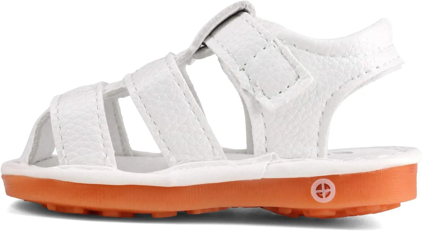 QIETION Toddler Boys & Girls Squeaky Sandals Closed-Toe Anti-Slip Rubber Sole First Walkers Shoes