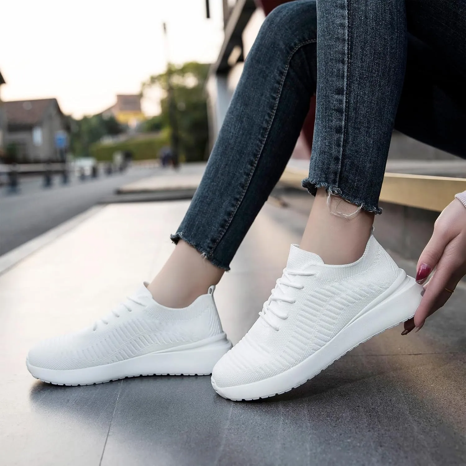 QIJGS Wide Running Shoes for Women Sport Athletic Gym Casual Sneakers Fashion mesh Lightweight Shoes