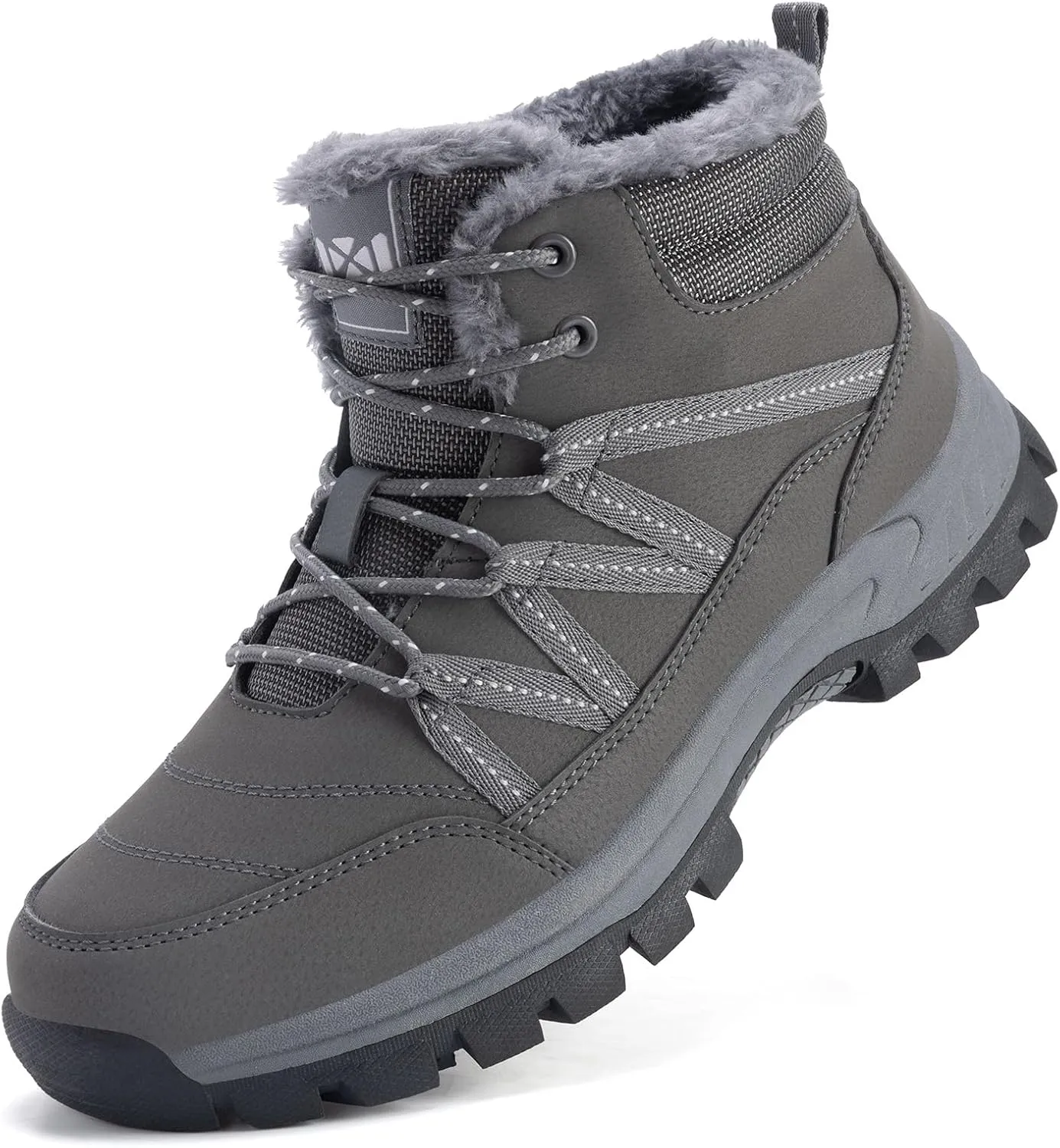 Qiucdzi Winter Boots for Men Snow Boots with Warm Fur Lined Anti-Slip Hiking Booties Comfort Walking Trekking Shoes for Outdoor