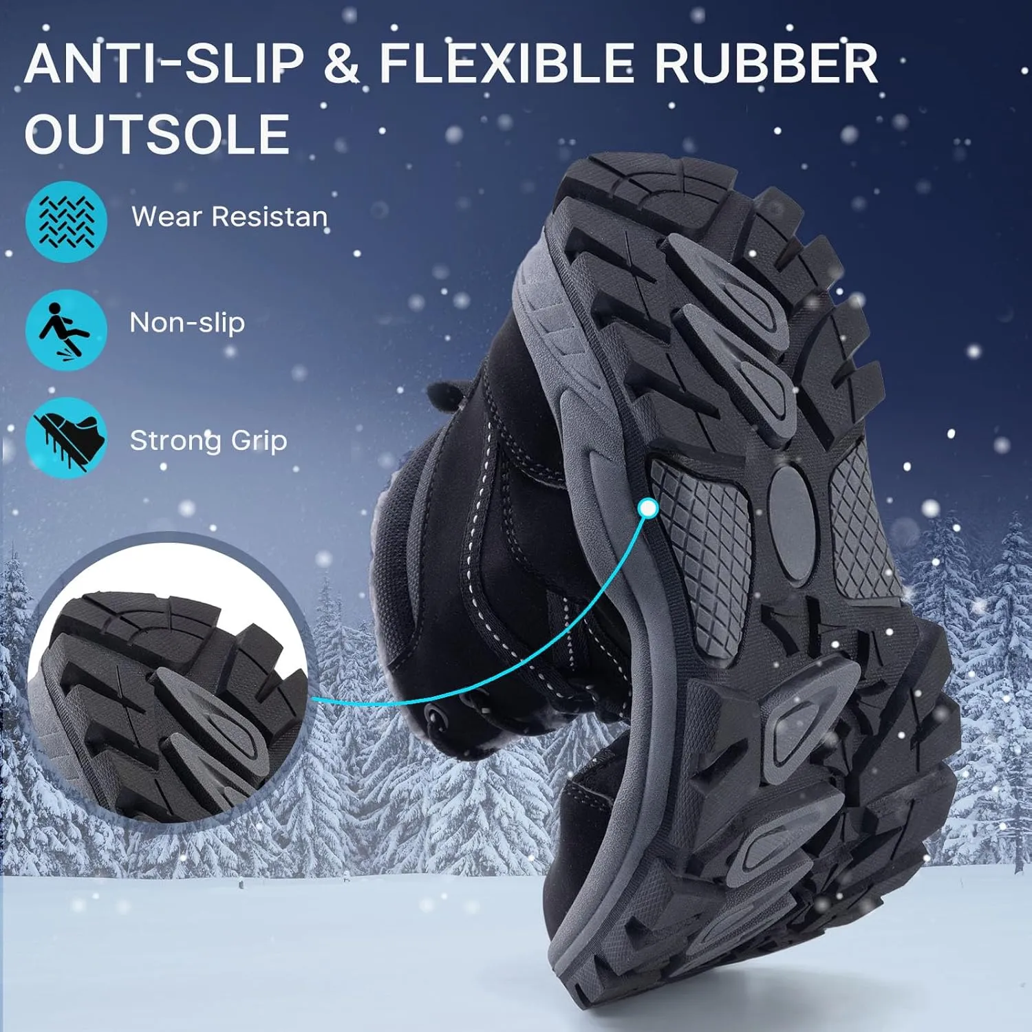 Qiucdzi Winter Boots for Men Snow Boots with Warm Fur Lined Anti-Slip Hiking Booties Comfort Walking Trekking Shoes for Outdoor