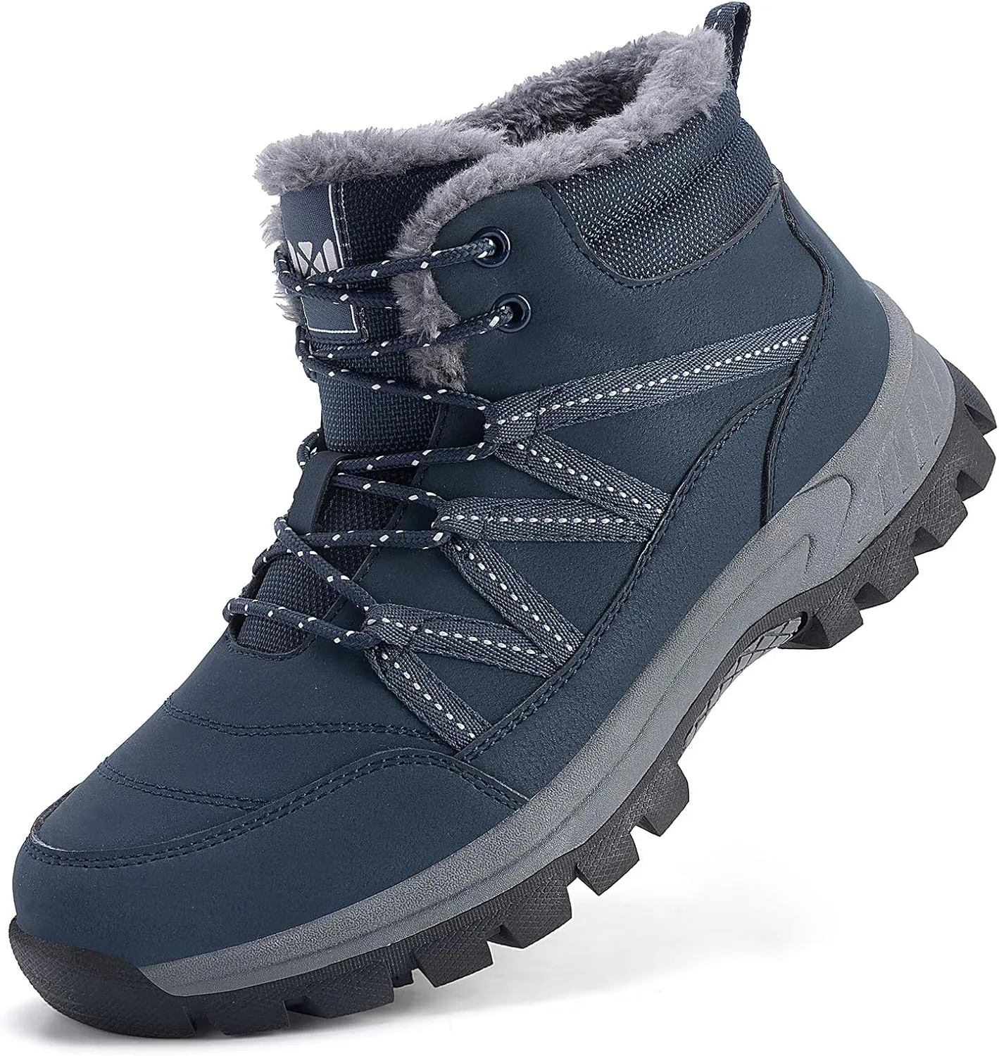 Qiucdzi Winter Boots for Men Snow Boots with Warm Fur Lined Anti-Slip Hiking Booties Comfort Walking Trekking Shoes for Outdoor