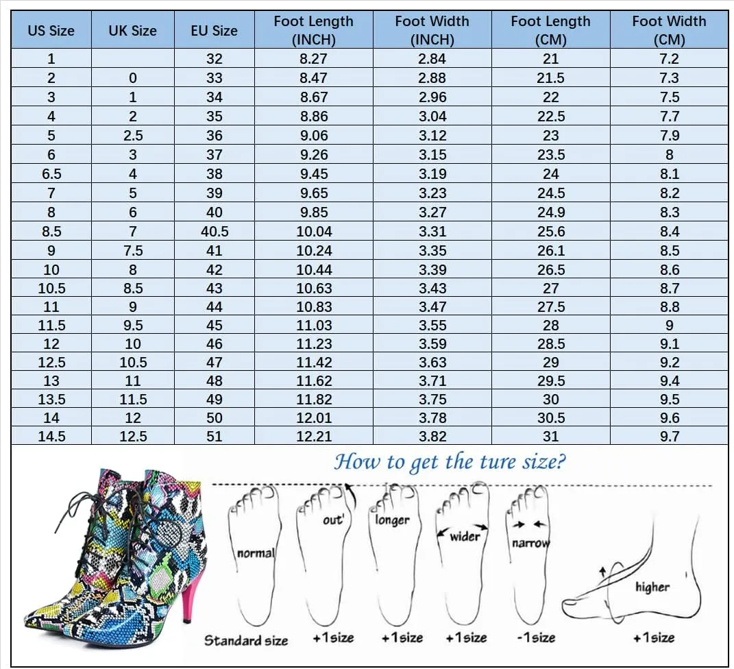 Quimeir Women's Sexy Stilettos Snakeskin Ankle Booties, Pointed Toe Lace Up High Heeled Boots