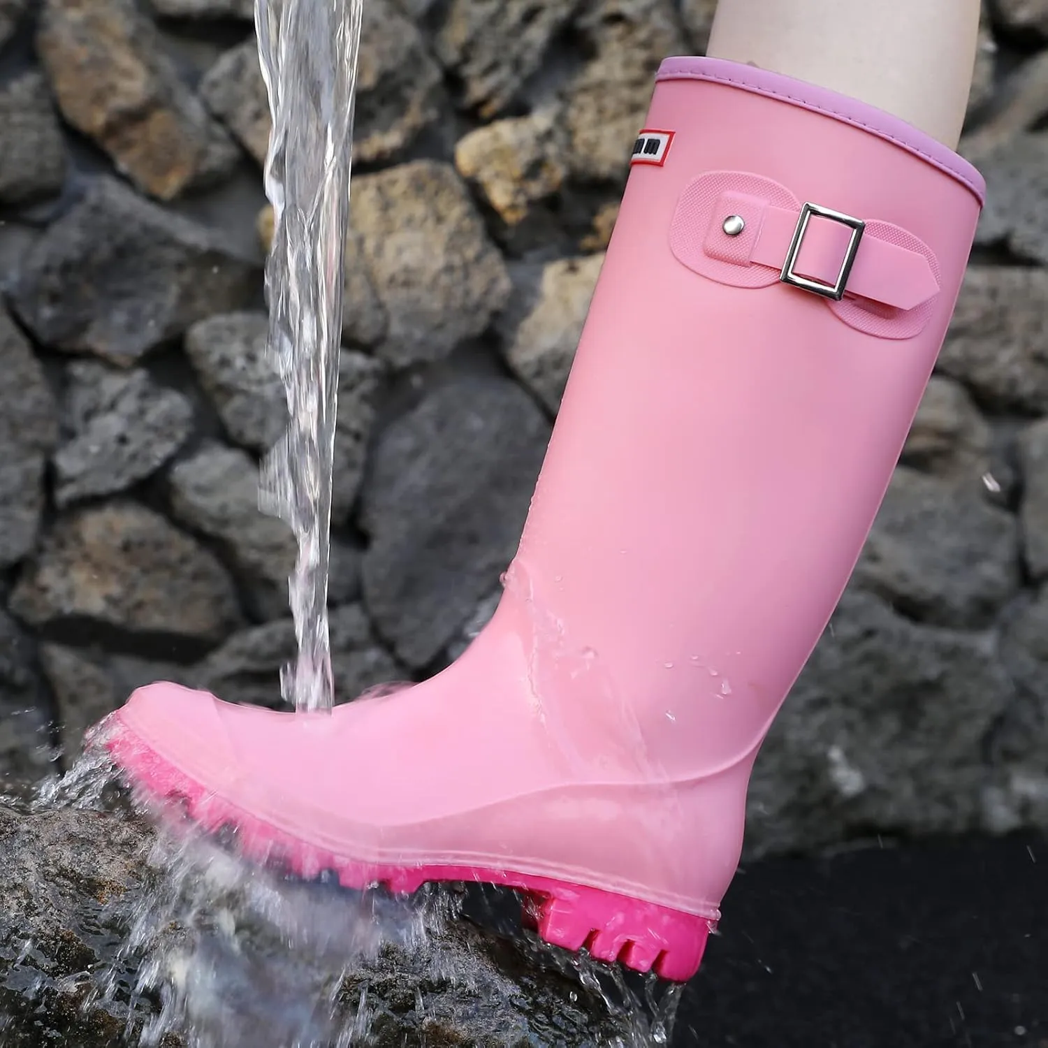 Rain Boots for Women, Waterproof Anti-Slip Knee High Rubber boots, Fashion Comfy Tall Water Boots Lightweightr Garden Booties for Outdoor