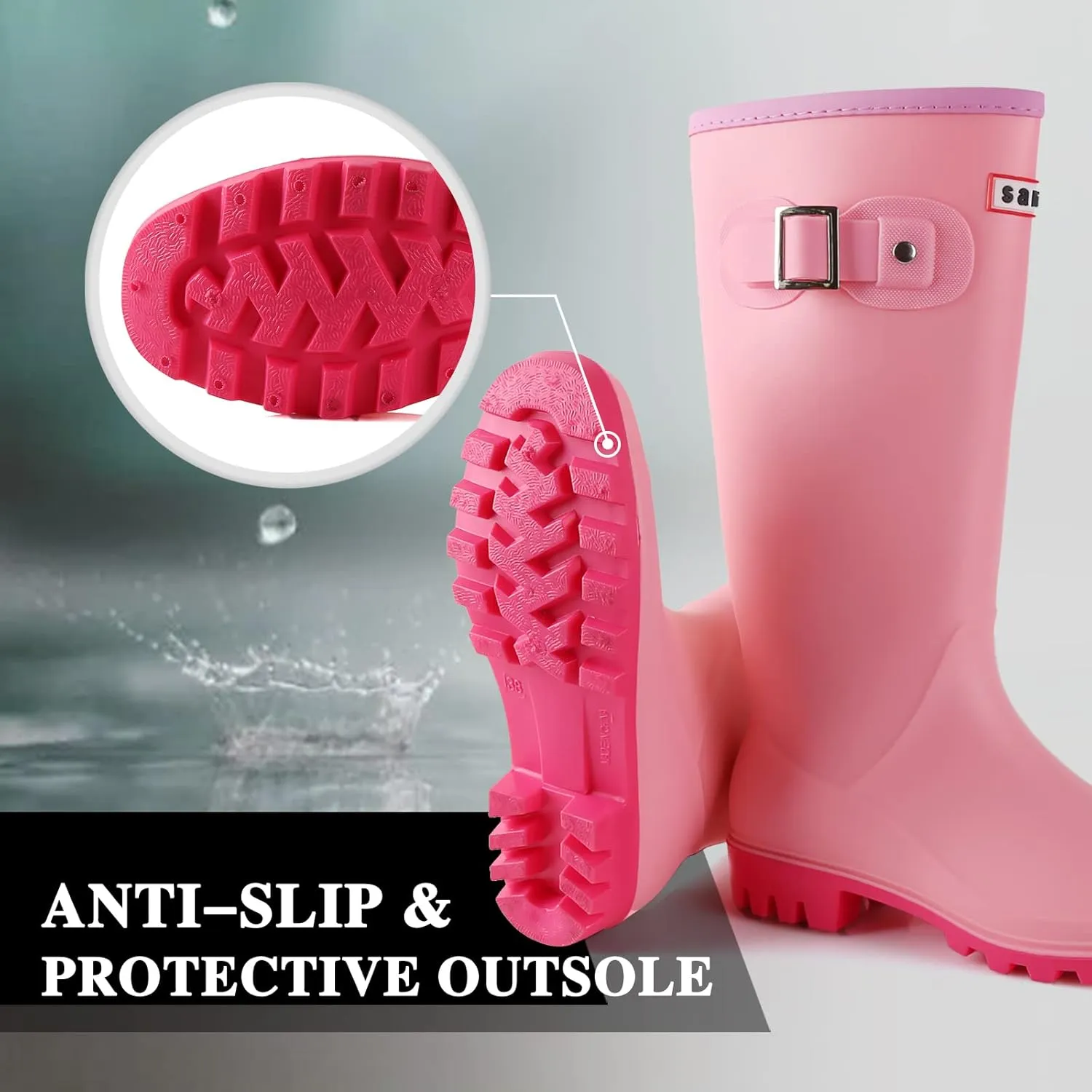 Rain Boots for Women, Waterproof Anti-Slip Knee High Rubber boots, Fashion Comfy Tall Water Boots Lightweightr Garden Booties for Outdoor